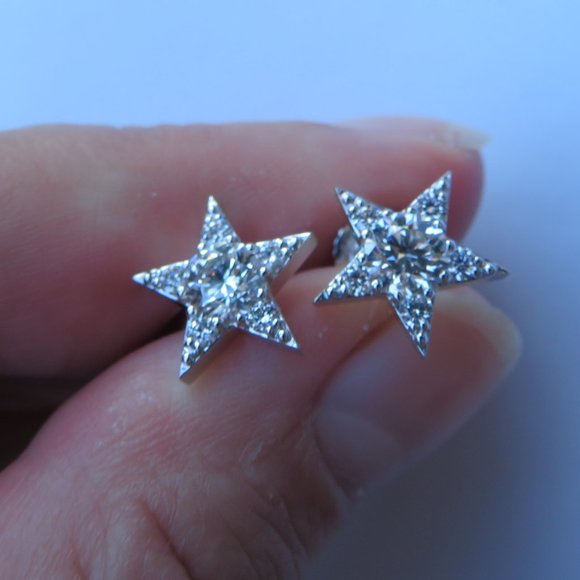 Hearts On Fire HOF Star 18K 1.39ct Diamond Earrings - Picture 4 of 12